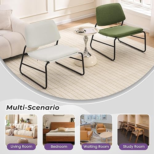 Miniatura 7 de DAICO Silla decorativa moderna de lino sin brazos, cómodas sillas de asiento laterales tapizadas con marco de metal para sala de estar, dormitorio,