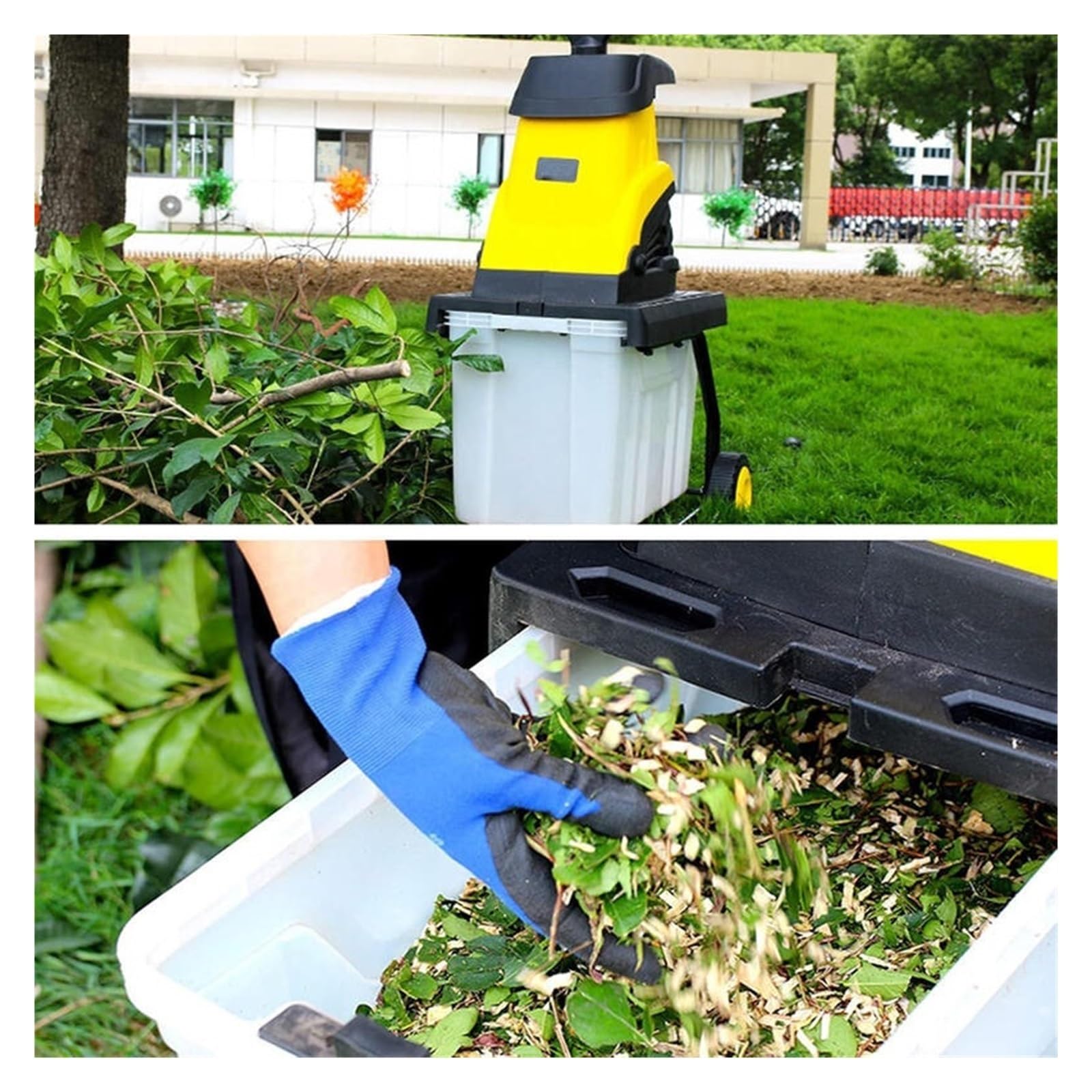 Trituradora De Ramas Eléctrica 2500W, Madera Jardín Alta Eficiencia, Corte Árboles, Caja 45L For Trabajos Compostaje Residuos Agrícolas Rápida para Residuos Jardín Hojas Ramas(Package B 30M power)