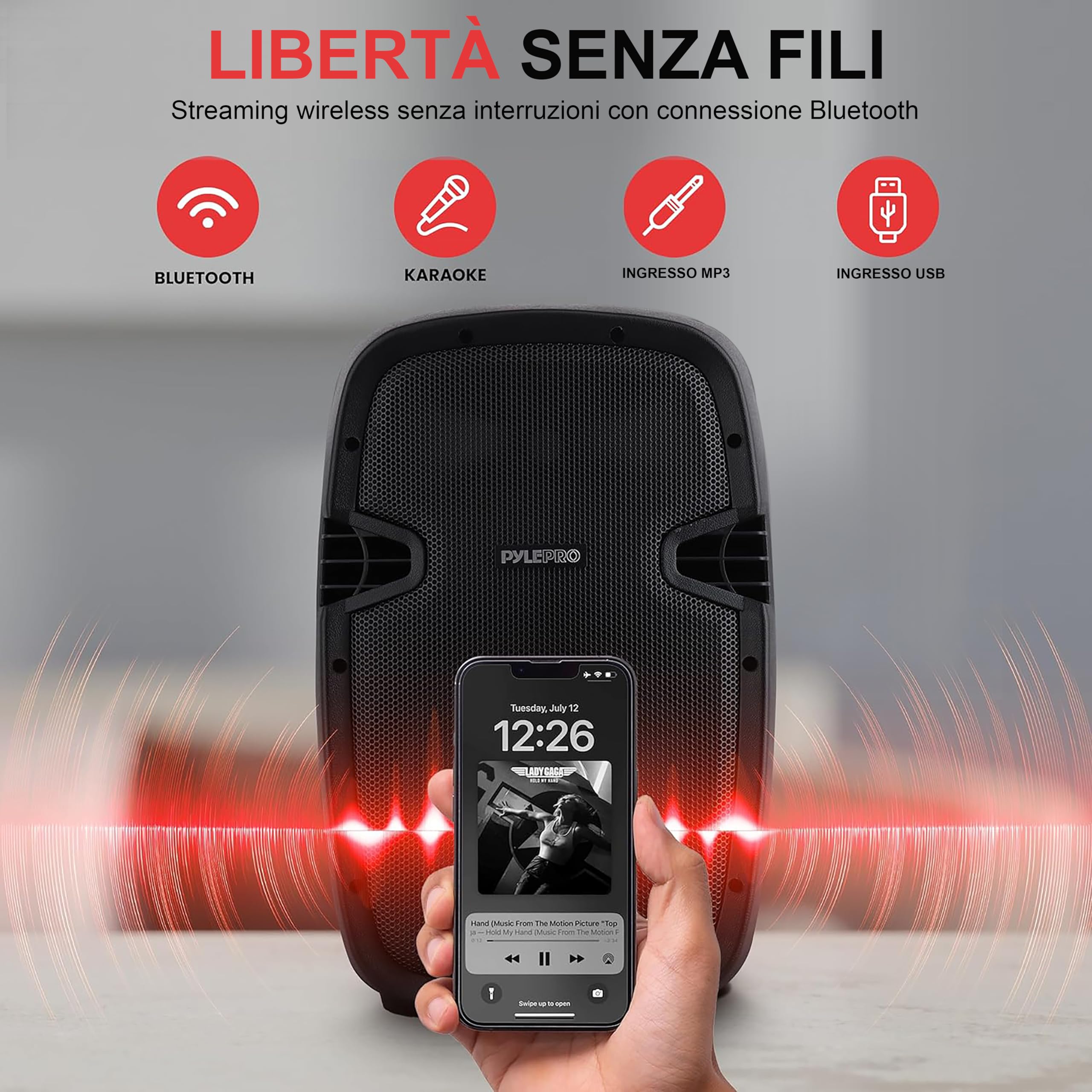Pyle Sistema PA Portatile Wireless, Cassa Bluetooth, Altoparlanti Attivi e Passivi da 1000 Watt, Cassa Bluetooth Potente, USB SD MP3 AUX, Montaggio 35 millimetri, 2 Supporti, Microfono