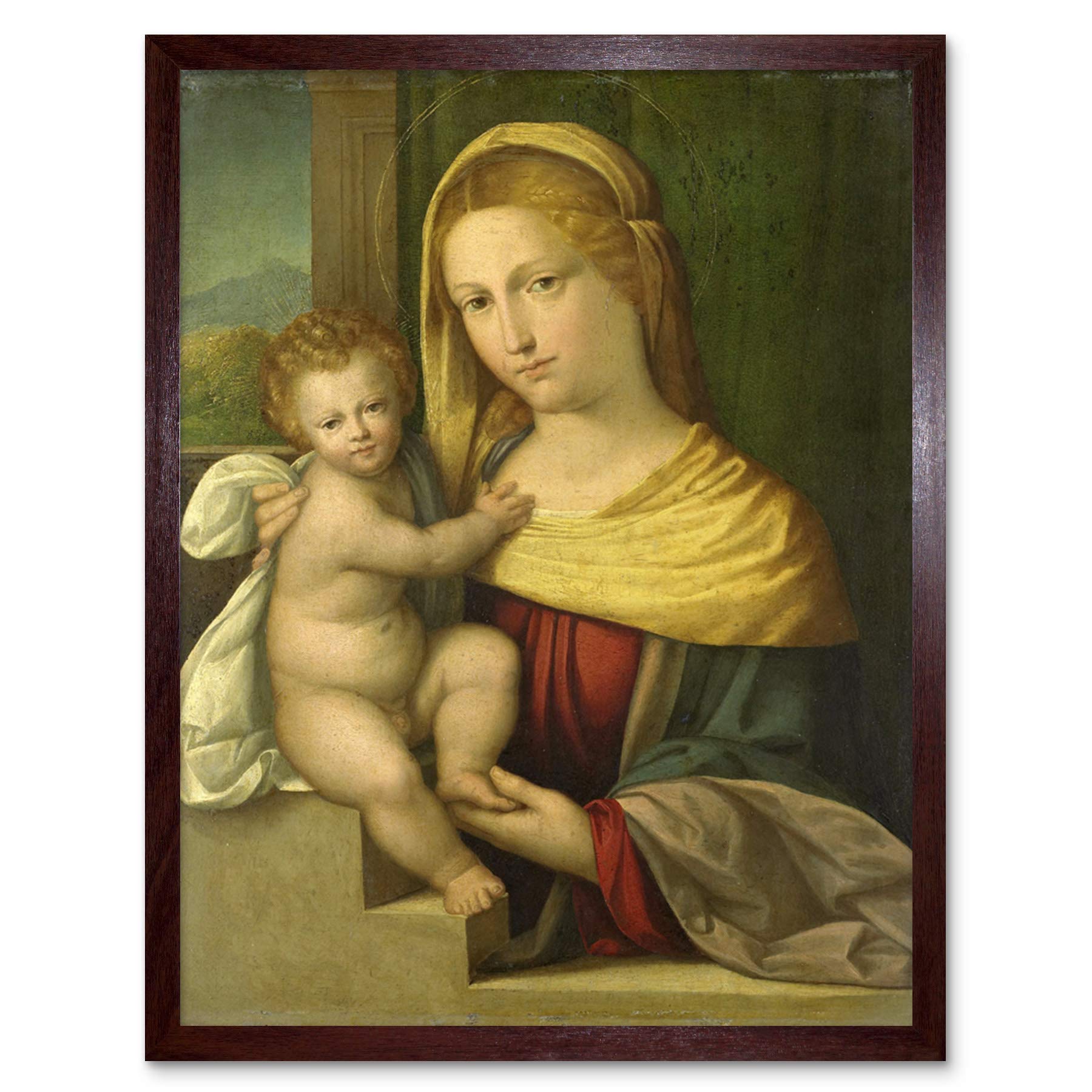 Artery8 Garofalo Madonna And Child Painting Art Print Framed Poster Wall Decor 12x16 inch