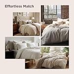 Bedsure Olive Couverture de duvet vert Taille Reine - 3 Pièces de lit prélavé en coton-comme extra doux, comprend 1 Couverture de couettes 90x90 Pochettes avec fermeture à glissière & 2 Shams d'oreiller, Conforteur non inclus Ultra Texture douce et détendue, Com respirant 90"x90"
