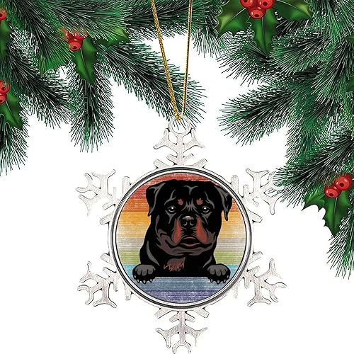 Miniatura 41 de Presa Canario Tree Decoration Ornament - Christmas Snowflake Ornament - Dog Lover Mom Gift Peeking Dog Snowflake Metal Ornaments for Xmas Tree LGBTQ