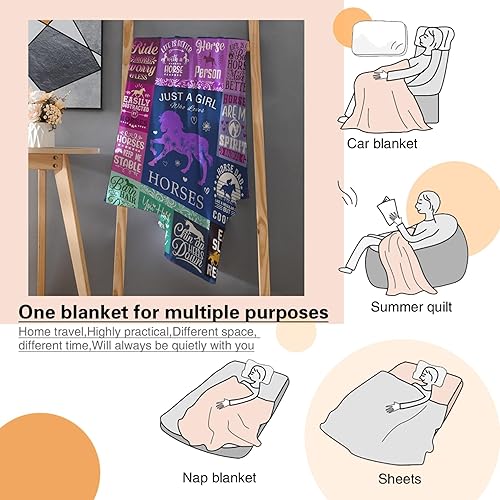 Miniatura 4 de Manta de regalo de caballo para niños y niñas, bonita manta con patrón de caballo de dibujos animados, súper suave, ligera y cálida, 40 x 50 pulgadas