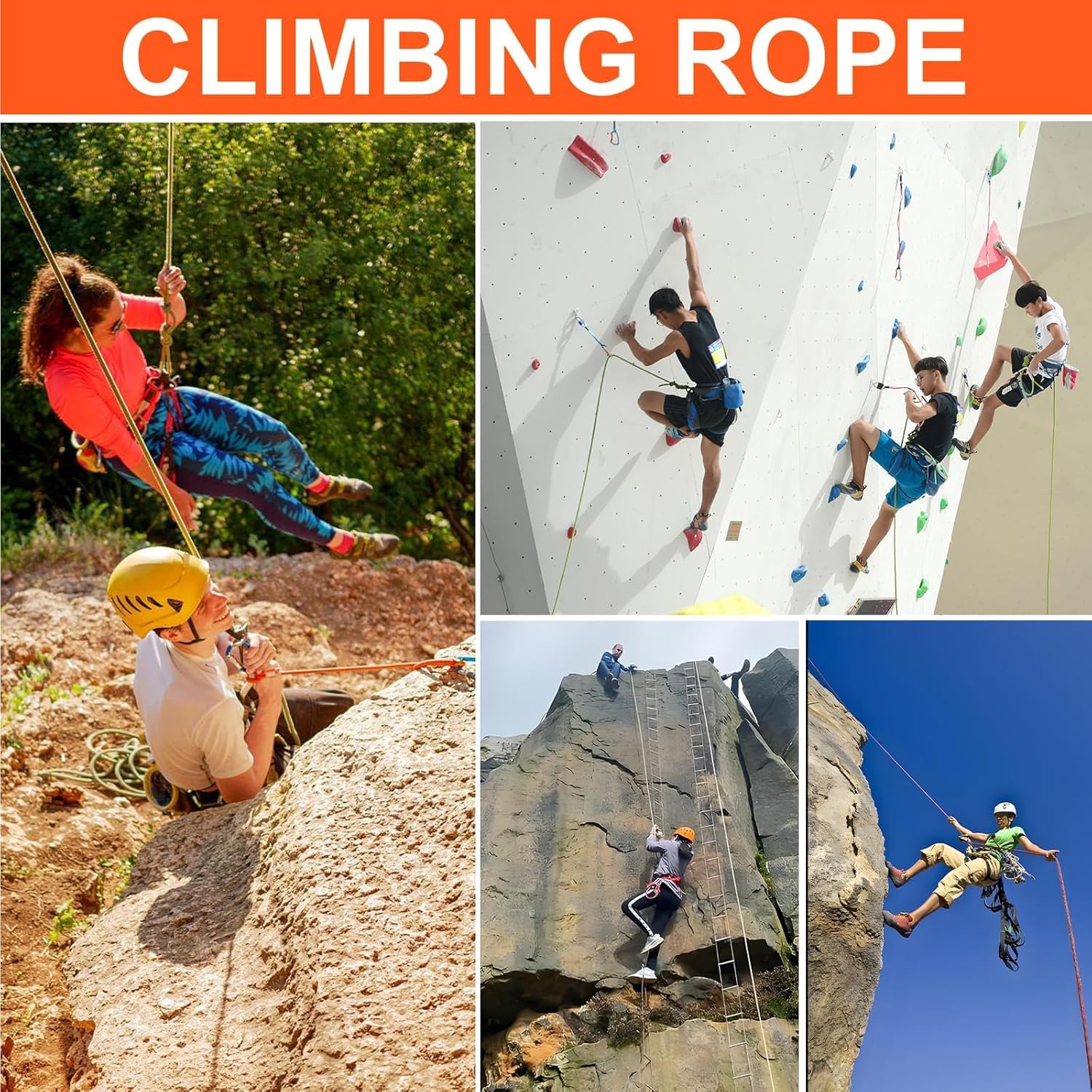 10mm statisches Seil 80m UIAA Zertifiziert Rettung Bergsteigen | Hochfestes Nylon, abriebfest & UV-beständig, für Expeditionen und alle Outdoor-Arbeiten, orange reflektierend