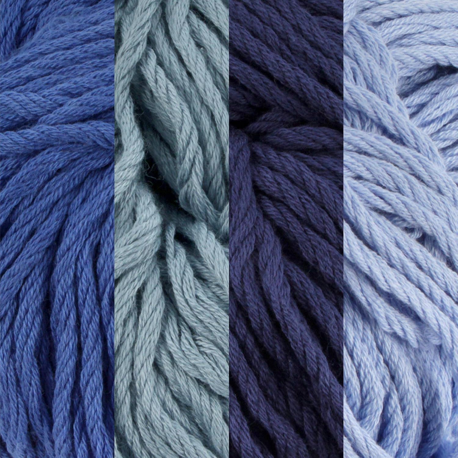 JubileeYarn Bamboo Cotton Chunky Yarn - 100g/Ball - Shades of Blue - 4 Balls