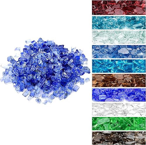 Miniatura 15 de Onlyfire Vidrio de fuego de 10 libras para hoguera de gas propano, rocas de vidrio de 1/2 pulgada de alto brillo para mesa de hoguera, azul