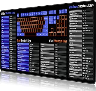 Anpollo Large Computer Gaming Mouse Pad,Keyboard Shortcut Keys Guide Mousepad Non-Slip Rubber Base Desk Mat for Gamer, Office & Home PC (35.4x15.7x0.12In,English Shortcut)