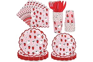 AnyDesign Premium Strawberry Paper Plate