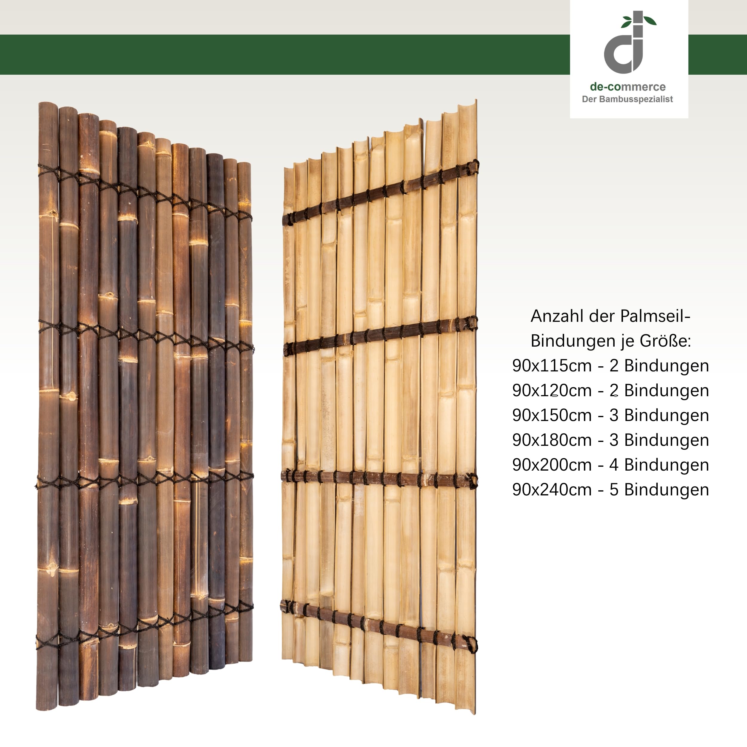 DE-COmmerce Sichtschutz aus Bambus Zaun Gartensichtschutz Zaunelement XXL SLIM Nigra (BxH) 90 cm x 240 cm