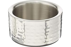 Winco 5" Hammered Double Wall Bottle Coaster Silver