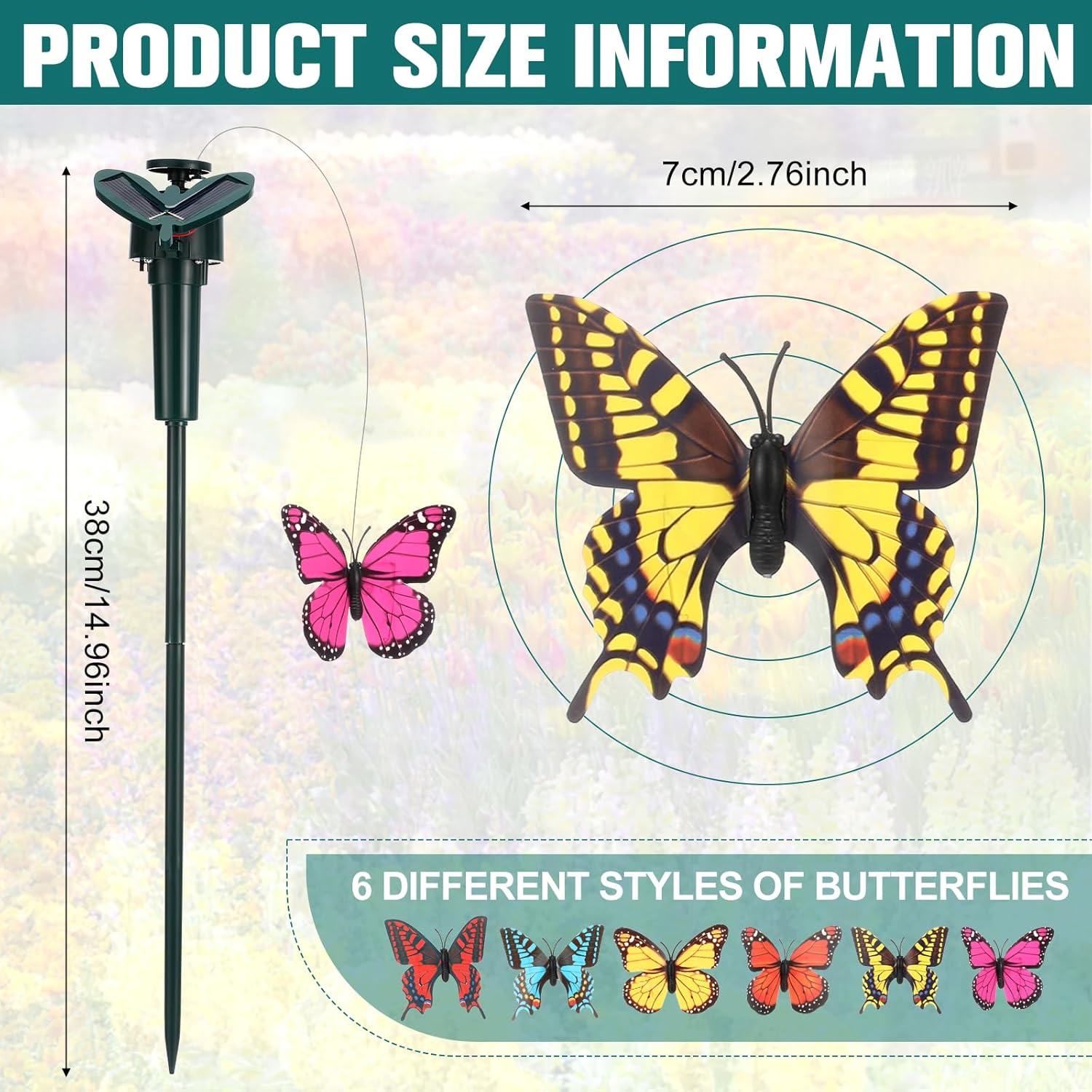 6 Pcs Solar Flying Moving Fluttering Waterproof Garden Stakes Decorations for Home Yard Pathway Garden Landscape Christmas Outdoor Indoor Centerpieces Gift Decorations (Butterfly)