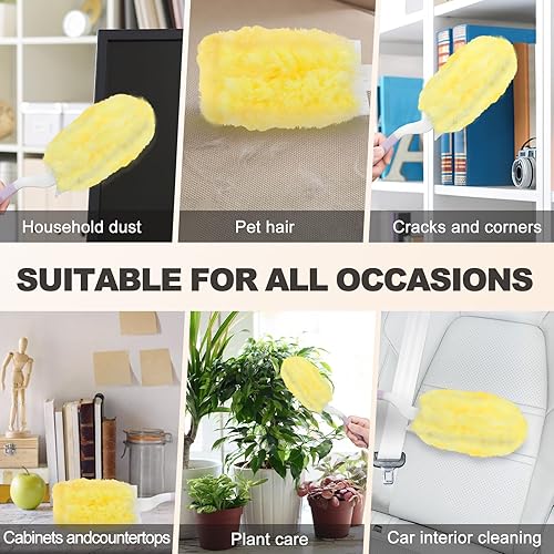 Miniatura 6 de Kit de repuestos 360 plumeros para plumeros Swiffer, multisuperficie con 4 microfibras con 1 mango. Kit de plumero eficiente para limpiar el hogar,