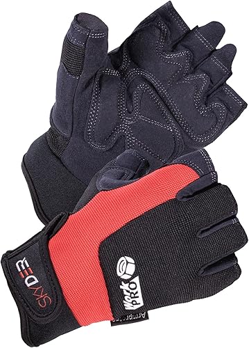 Miniatura 5 de SKYDEER Guantes de trabajo sin dedos – Guantes de gimnasio de cuero sintético de alto rendimiento, resistentes al agua, agarre antideslizante para