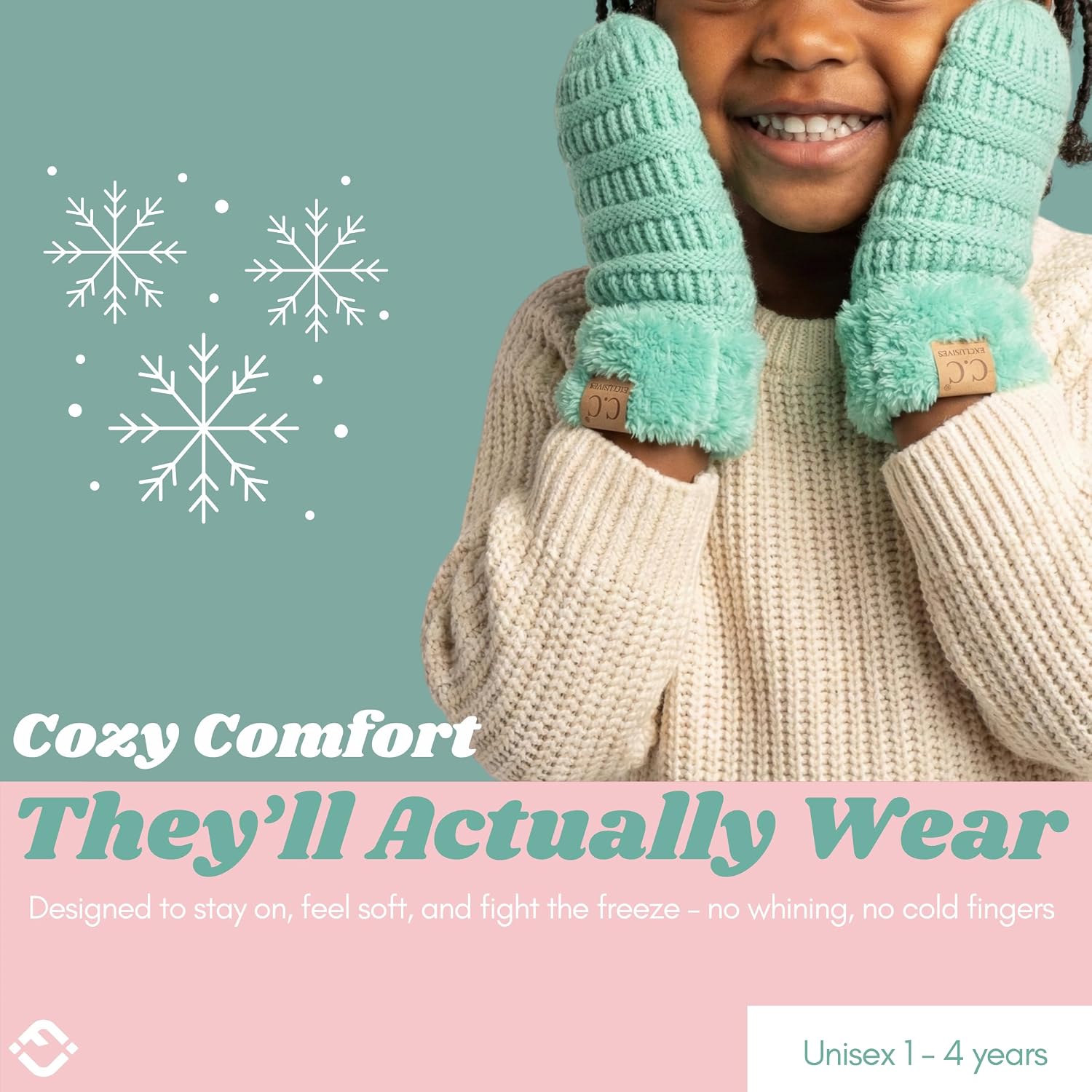 Funky Junque Toddler Lined Mittens - Thermal Ribbed Knit Kids Winter Gloves for Infants and Toddlers Ages 1–4 image 5