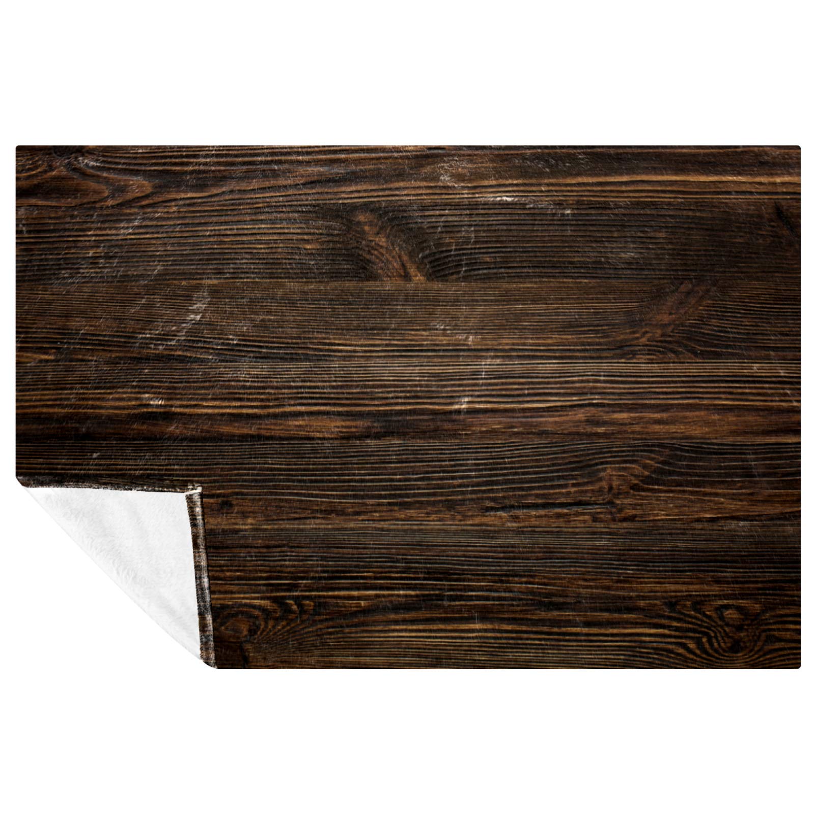 Couverture vintage marron imprimé bois 150x100 cm pour lit