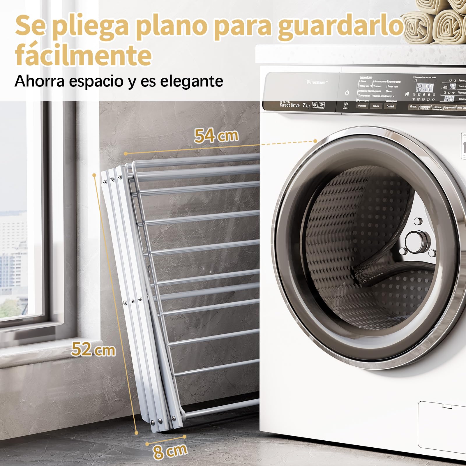 SKYIARIOL Tendedero Plegable de Pie Portátil - Tendedero Plegable de Acero para una Experiencia de Secado Generosa y Cómoda en Color Blanco