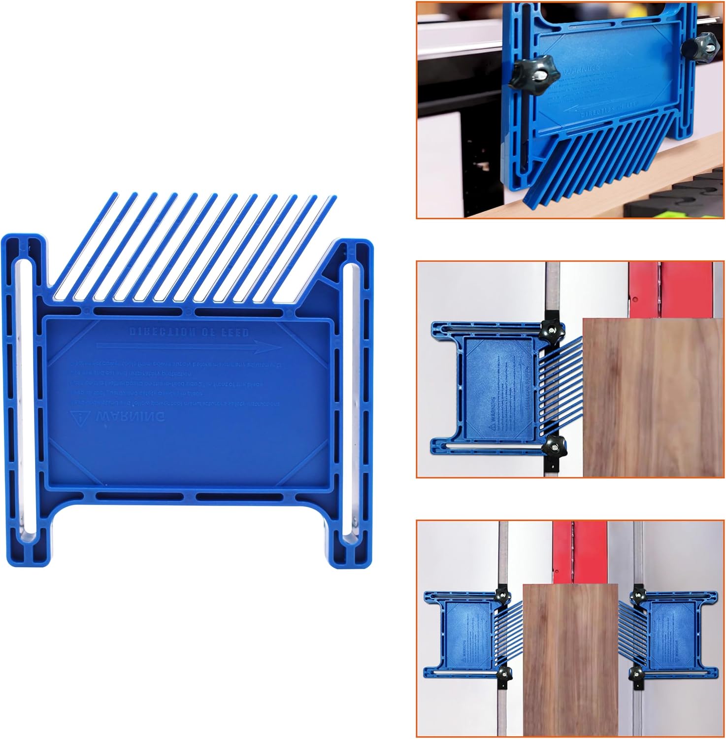 PRS3020 Featherboard Replacement for Kreg Compatible with Standard 3/8" x 3/4" T-slot and Miter Slot on Tablesaws, Router Tables, Band Saws,Blue, Pack of 2