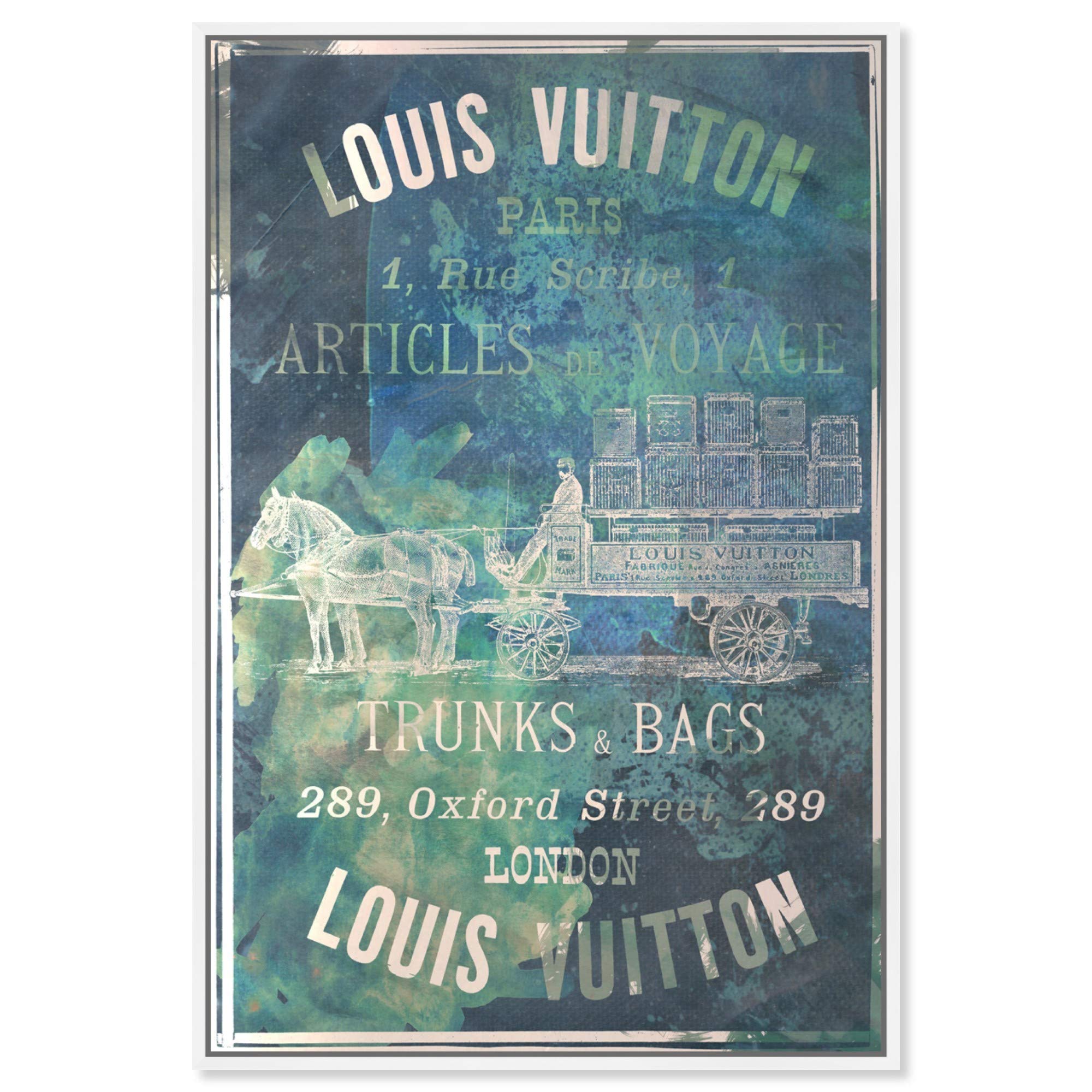 Fashion and Glam Wall Art Canvas Prints 'Articles on the Water' Road Signs, 36x54, Green, Blue
