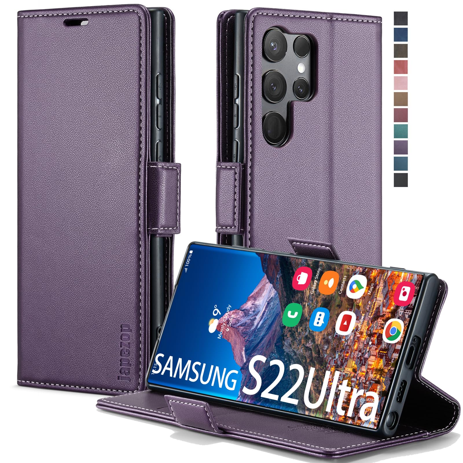 Samsung Galaxy S22 Ultra Wallet Case with Card Holder RFID Blocking Kickstand Magnetic,Leather Flip Case Wallet for Samsung Galaxy S22 Ultra 6.8 Inch