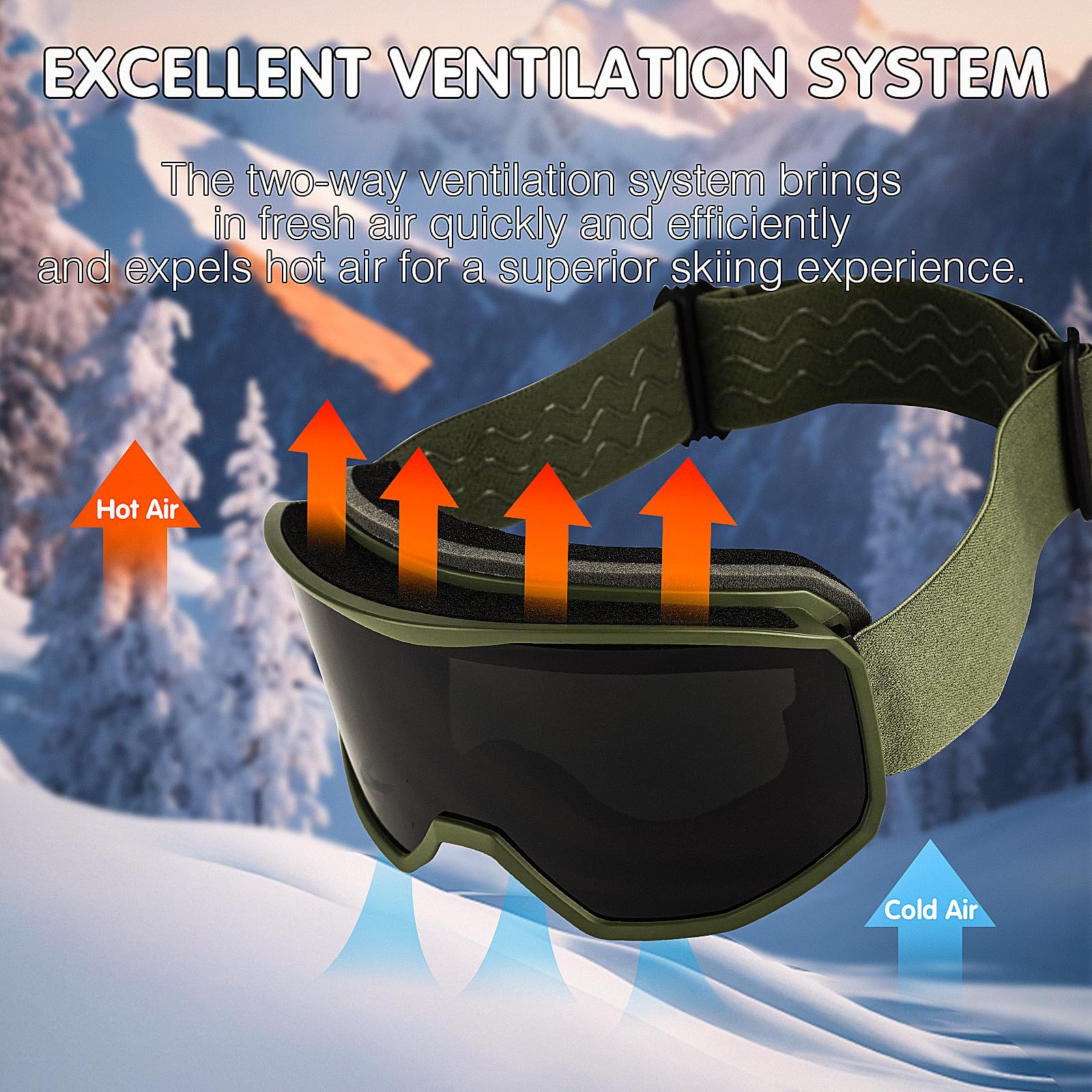 NewBEP Ski-Snowboardbrille – UV-Schutz, Anti-Beschlag, Outdoor-Skibrille – OTG Schneeskibrille für Herren, Damen, Jugend