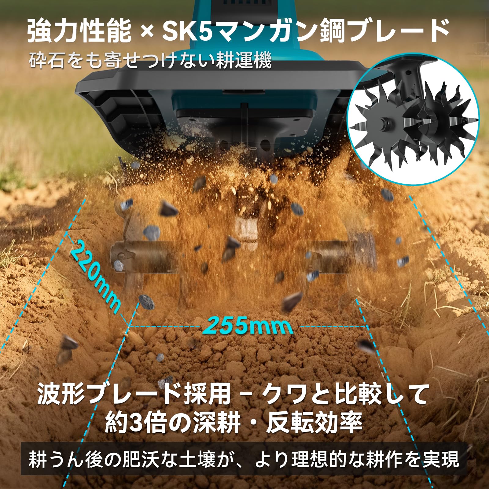 Amazon | 耕運機 電動 家庭用 充電式【2026年業界初3段階式脱着-2段階