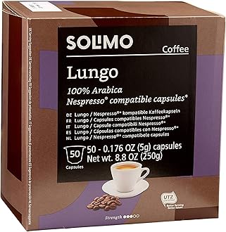 Lungo Capsules, Compatible with Nespresso Original Brewers, Medium Roast, 50 Count (Pack of 1)
