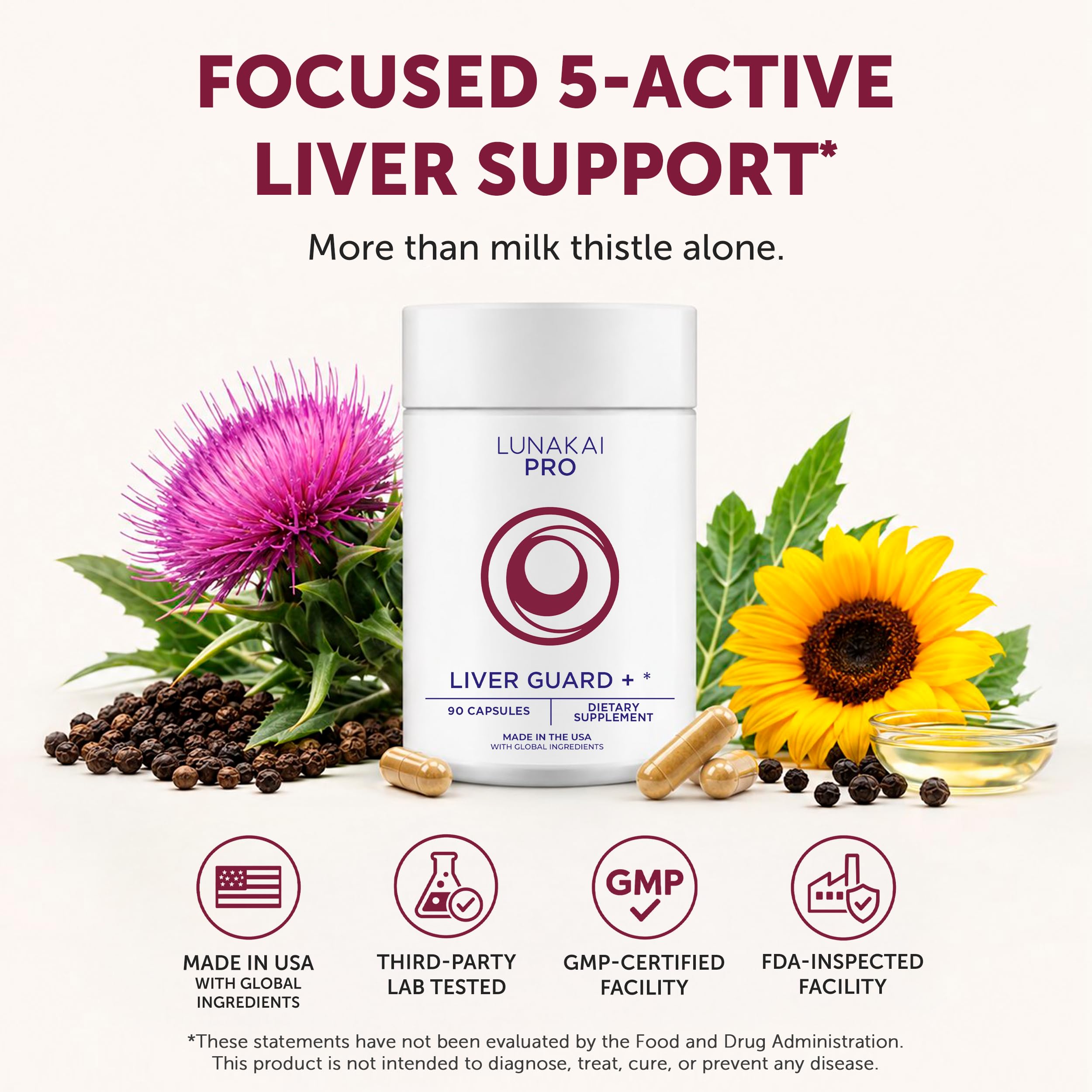 Lunakai USA Made Milk Thistle with NAC - Liver Support Supplement, 90ct — Amazon image 2