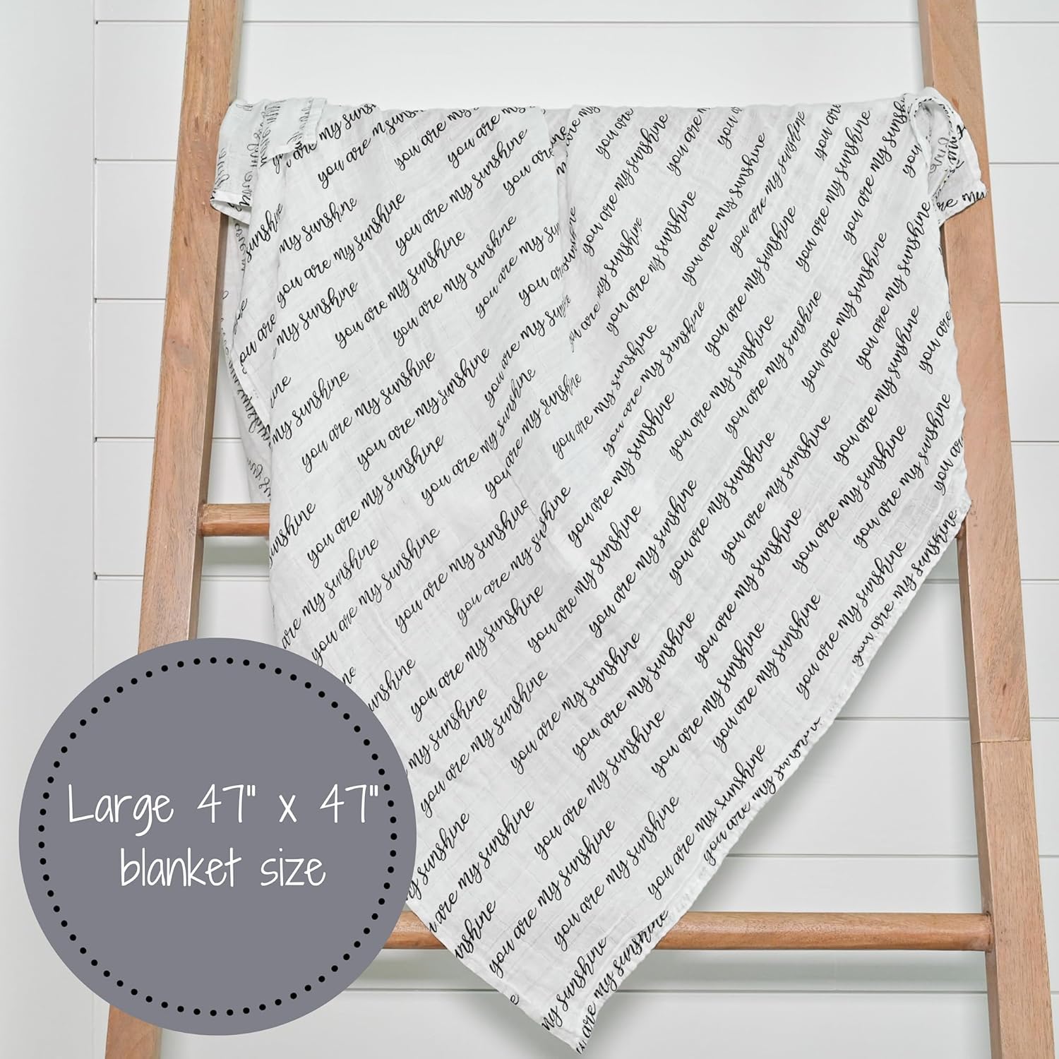 LollyBanks Baby Swaddle Blanket, 100% Cotton Muslin Blankets for Boys and Girls, 47 x 47 Inches Soft and Breathable Baby Blanket, Gentle Newborn Swaddle Wrap, Registry (You are My Sunshine Print) - Image 8