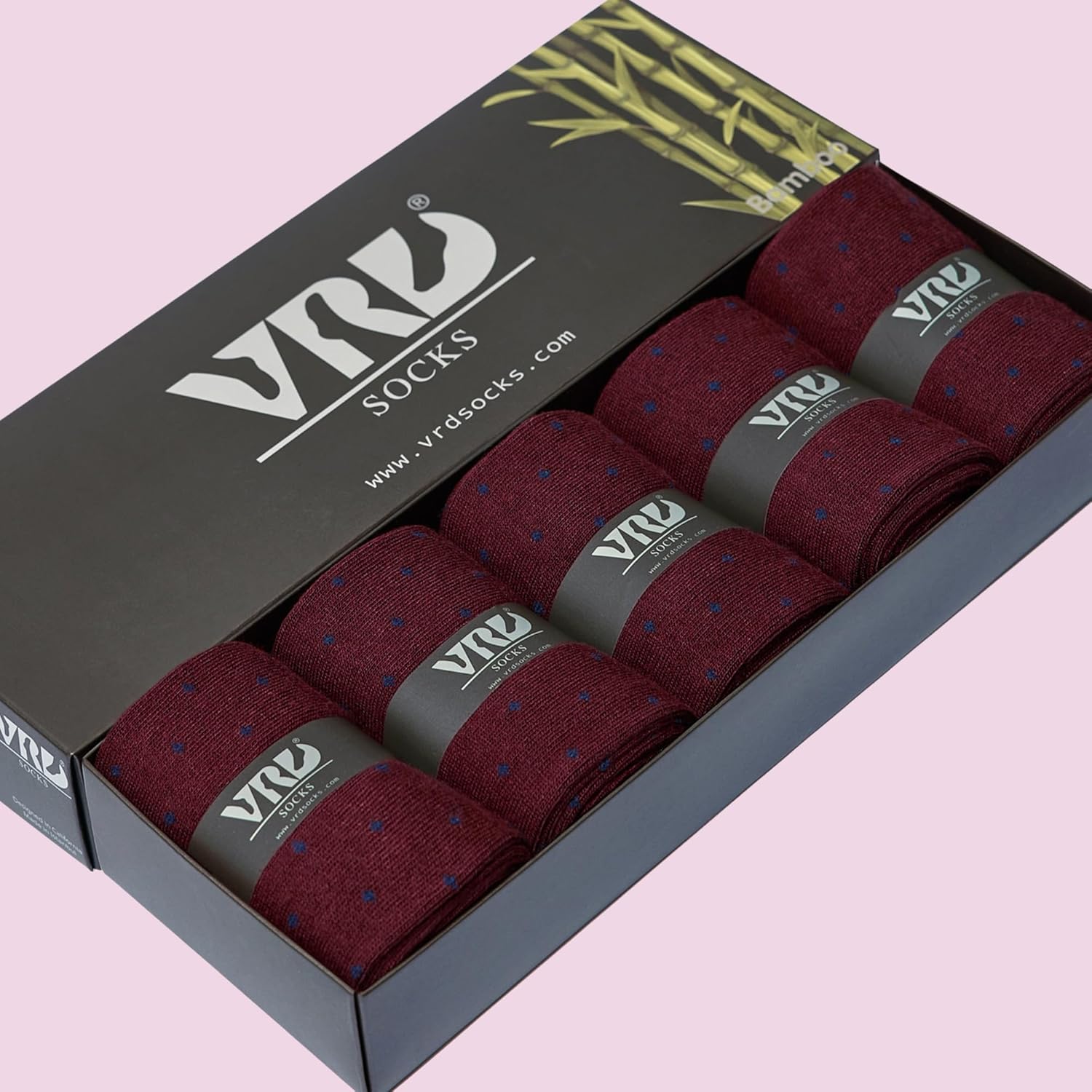 VRD Men’s Dress Socks Bamboo Rayon 5-Pack Crew Socks Fits Shoe Size 8-13 Gift Box - Image 4