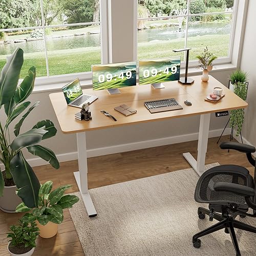 Miniatura 85 de Furmax - Escritorio eléctrico de altura ajustable de pie grande de 63 x 24 pulgadas, escritorio de pie para oficina en casa, alturas prestablecidas