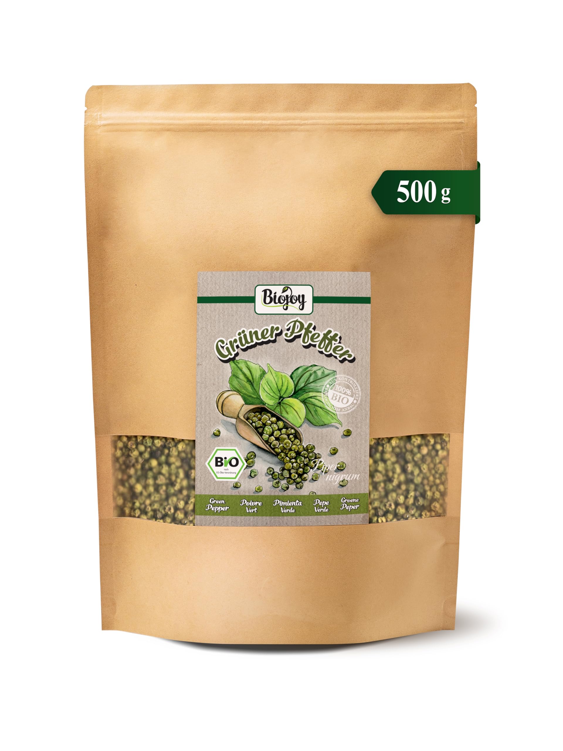 Biojoy BIO-Pepe verde in grani (500 g), intero, ideale per insaporire, senza additivi