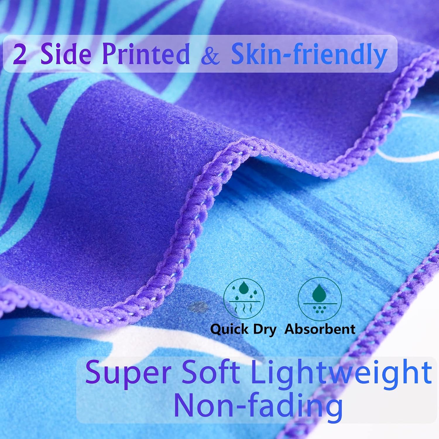 Oversized Beach Towel Microfiber Towels Sand Free Large Quick Dry Blue Sea Turtle Super Absorbent Sandless XL Lightweight Camp Thin Pool Blanket Sandproof for Adults Kids Men Women Travel 63" x 32"