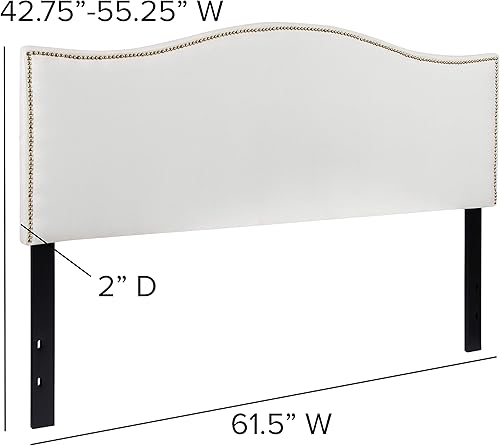 Miniatura 2 de Flash Furniture Bedford - Cabecero de cama doble tapizado con ribete de uñas en tela beige Blanco,Negro -,Marrón