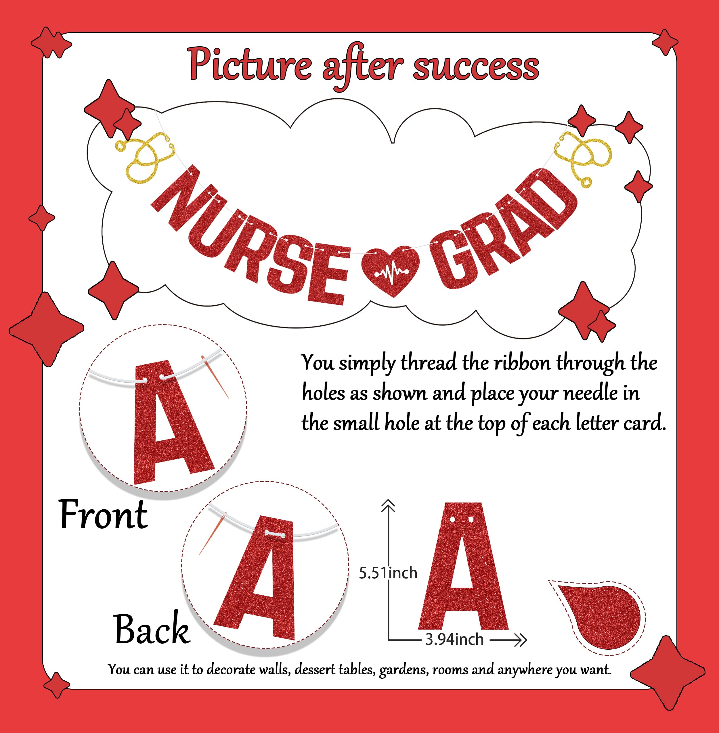 Nurse Grad Banner, Congrats RN BSN Party Decoration, Future Nurse, Nurse Graduation Party Decorations - Image 2