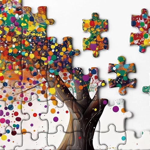 Miniatura 5 de Colorido árbol de la vida rompecabezas para adultos de 1000 piezas, rompecabezas de árbol degradado arco iris, rompecabezas de arte abstracto para