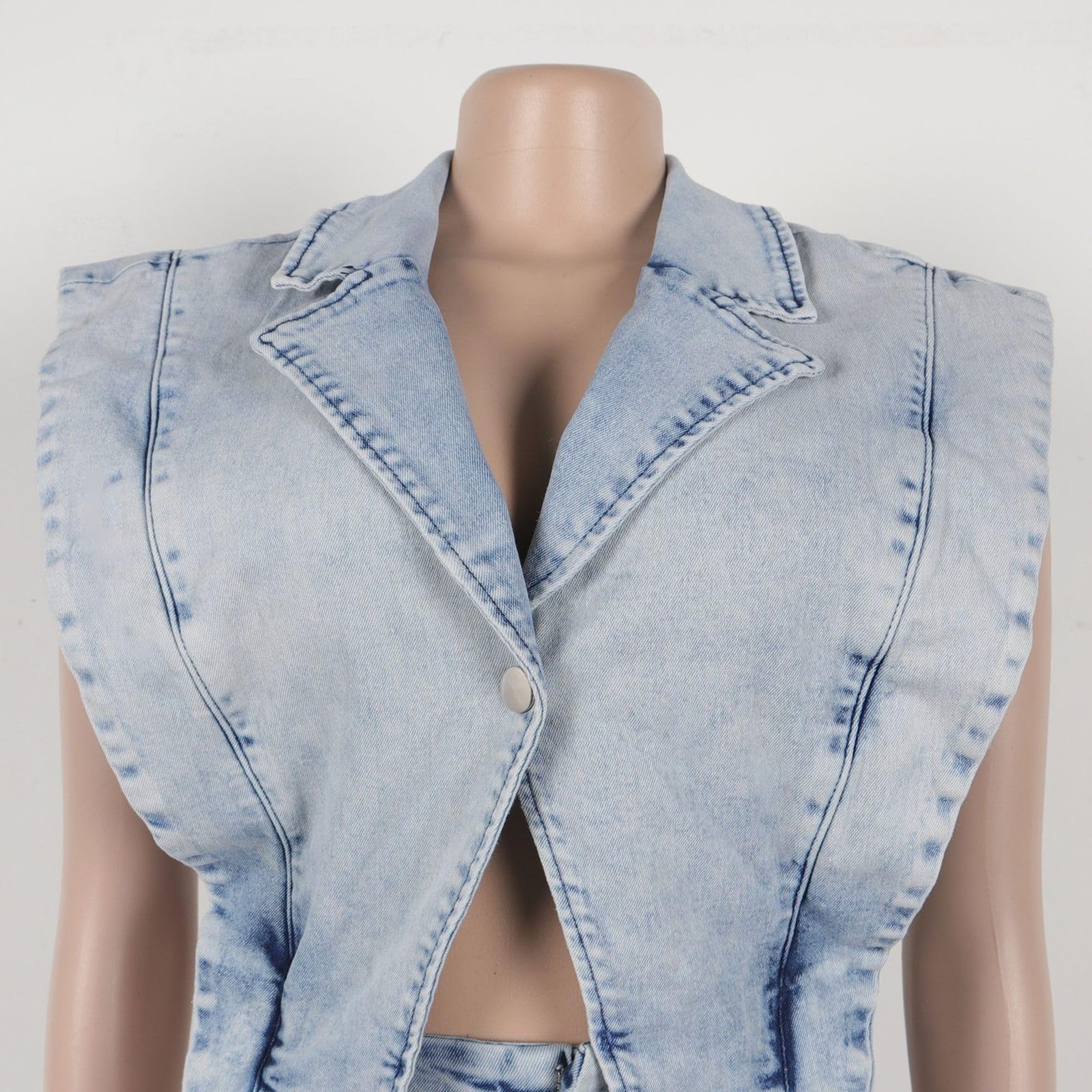 Combinaison décontractée en Jean délavé avec Pantalon Court Veste Femme Chic Et Elegant Pantalon DéContracté Tenue Tennis Travel Outfit
