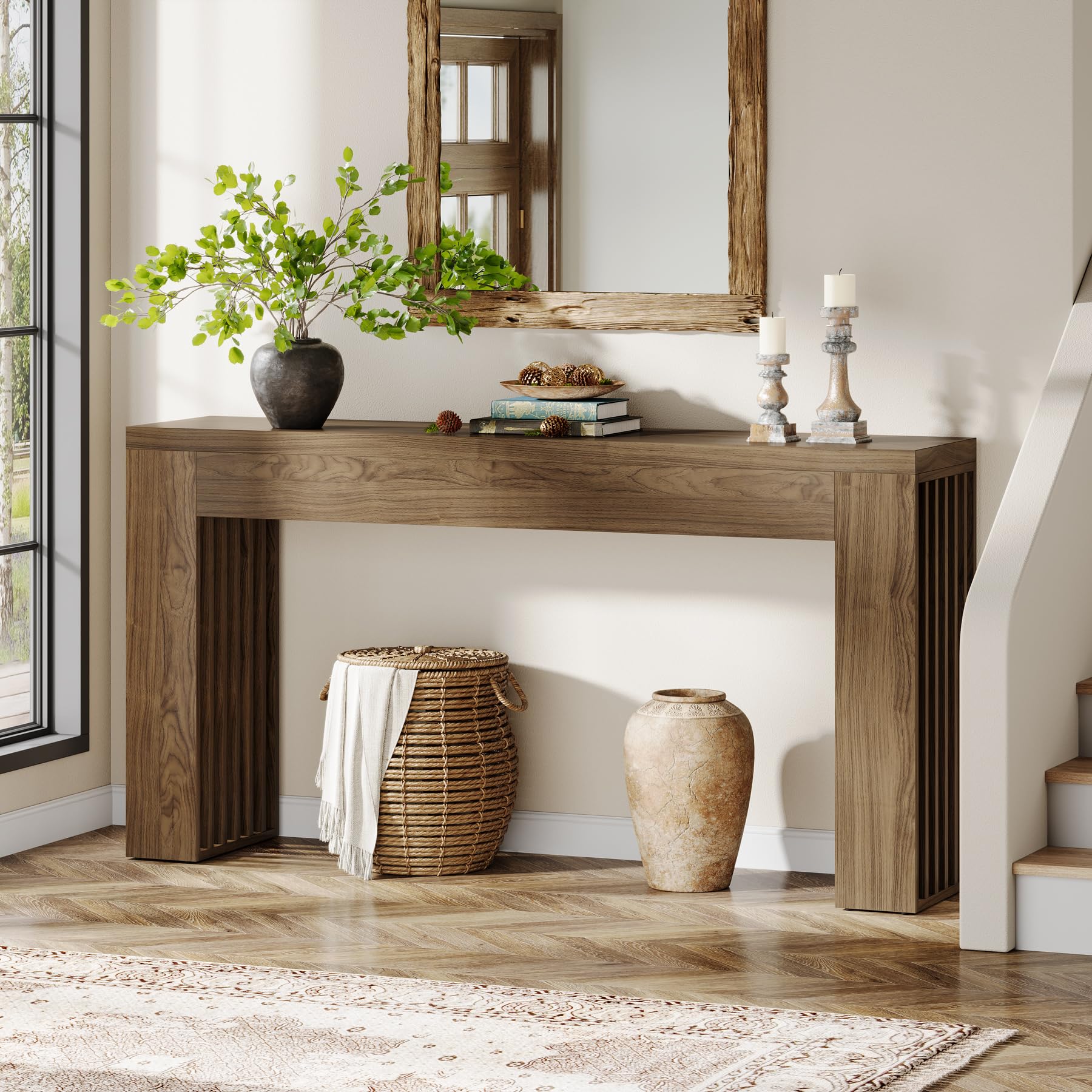 Photo 1 of ***************INCOMPLETE ITEM- Missing hardware************
Tribesigns 59-Inch Long Wooden Console Sofa Table Behind The Couch with Vertical Slat Legs for Entrance, Hallway, Entryway, Living Room (Rustic Brown)