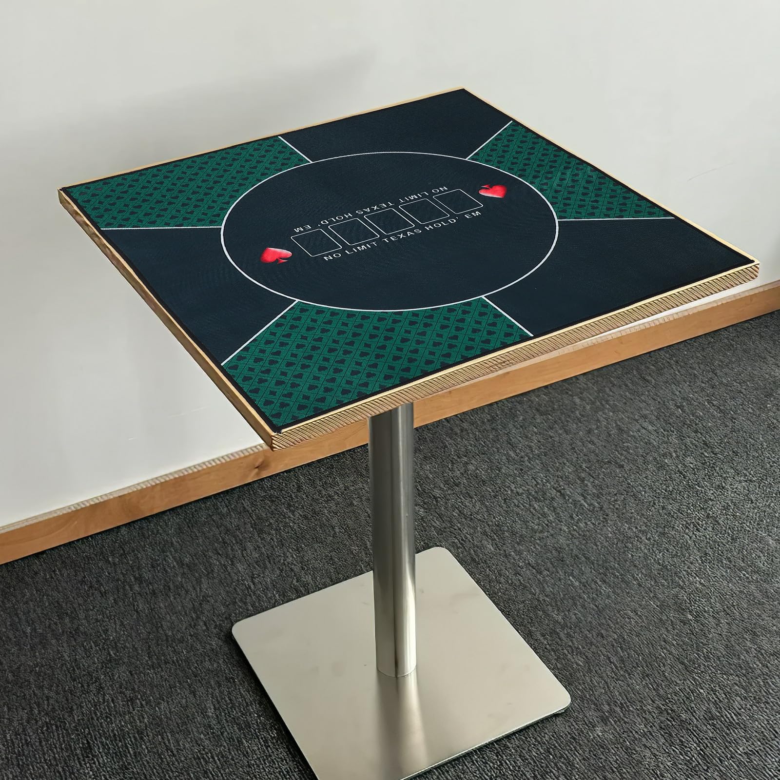 Rechteckige Pokermatte Grün aus Stoff, rutschfest und Faltbar