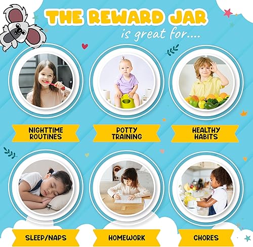 Miniatura 2 de Trader Z's Tarro de recompensa con estrellas de madera prémium para niños, tabla de tareas, entrenamiento para ir al baño para niños pequeños,