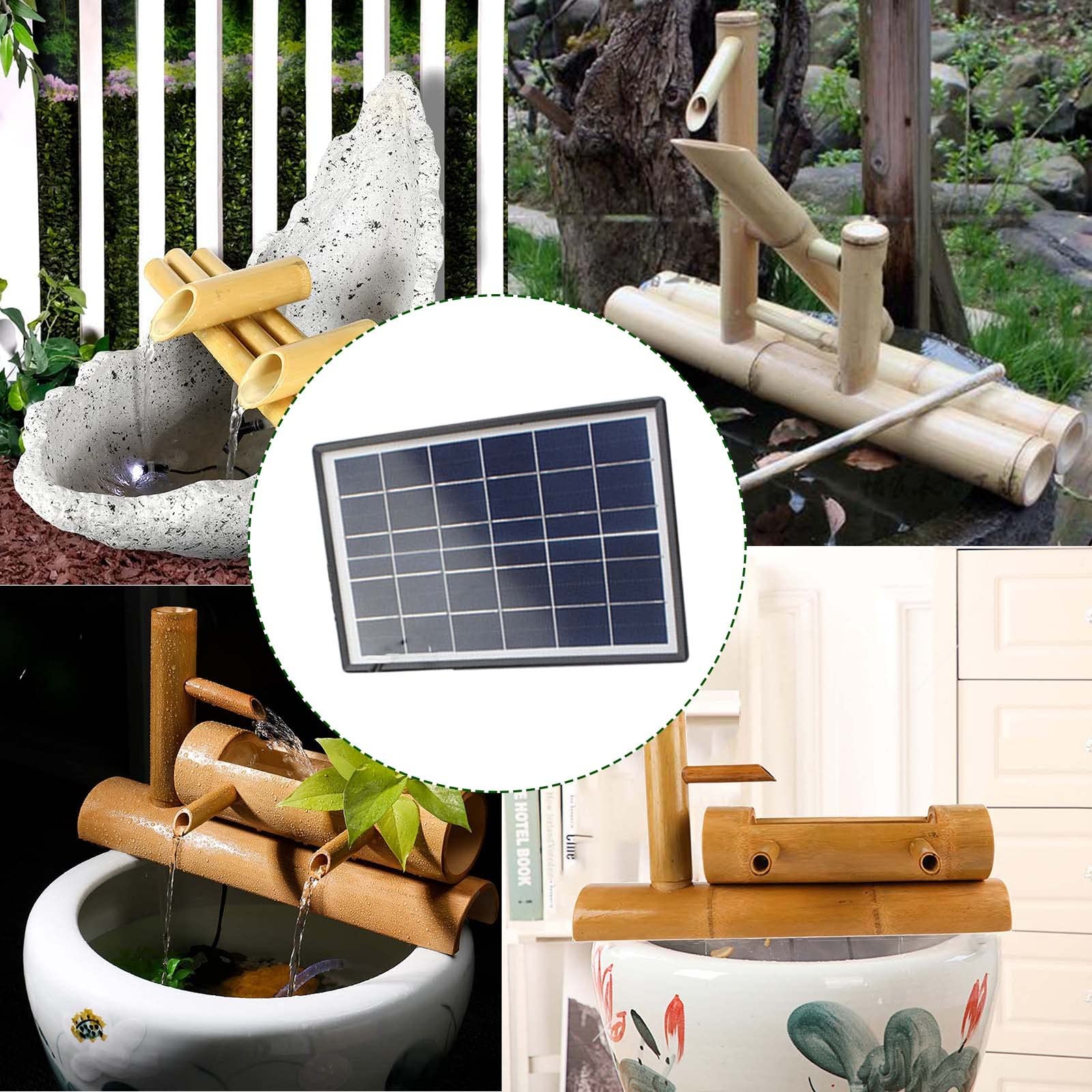 Kit Fontaine en Bambou avec Pompe Solaire d'extérieur, Fontaine de Jardin Zen, Fontaine à Bascule en Bambou, décoration de Jardin Japonais, 50 cm, 90 cm
