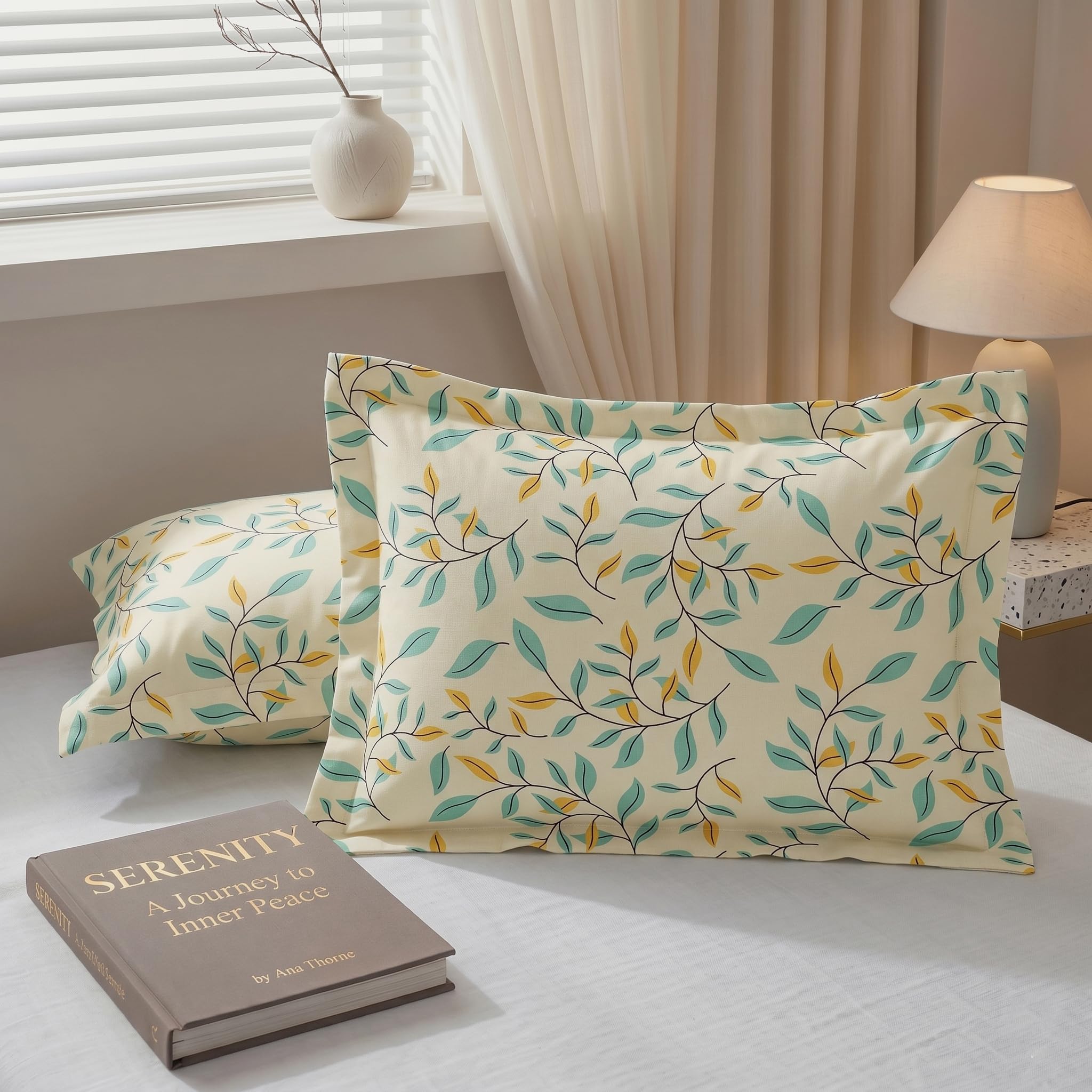 BSB HOME Cotton Pillow Covers Pack of 2, 210 TC Soft Breathable Hypoallergenic Pillow Cases, Fade Resistant Bed Pillow Covers, 17 x 27 Inches (43 x 69 cm) (Pale Primrose)