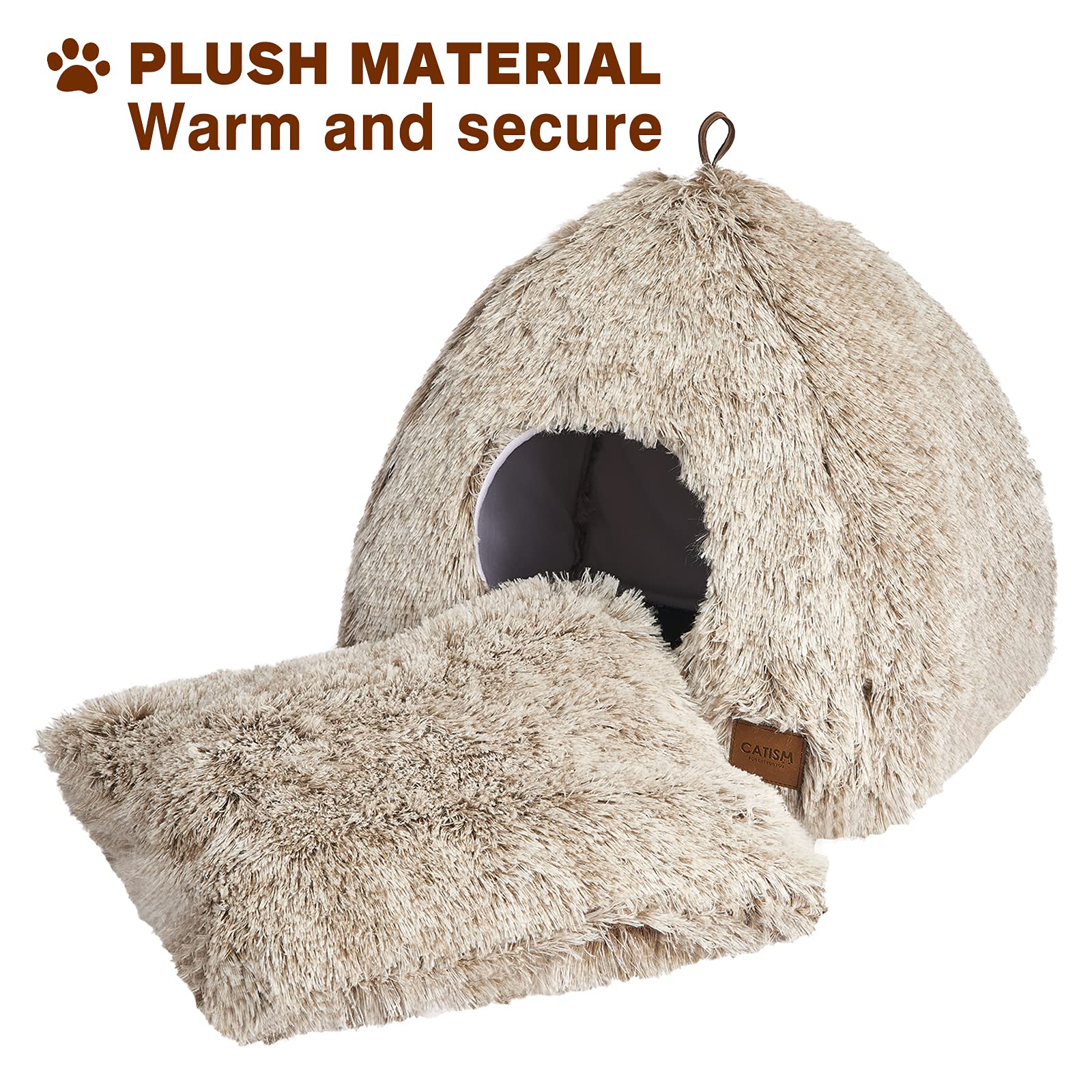 CATISM cuccia gatto, cuccia gatto interno, cuccia per gatti cuccia gatto chiusa, cucce per gatti da interno, cuccia per gatti da interno, igloo gatto casa gatto rimovibile e lavabile (Caffè)