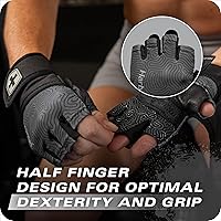 Vista 3 de Harbinger Pro Wristwrap Gloves 3.0 - Enhanced Grip, Superior Wrist Support, Breathable 4-Way Stretch Lycra, Durable Leather Palm, Half-Finger Design