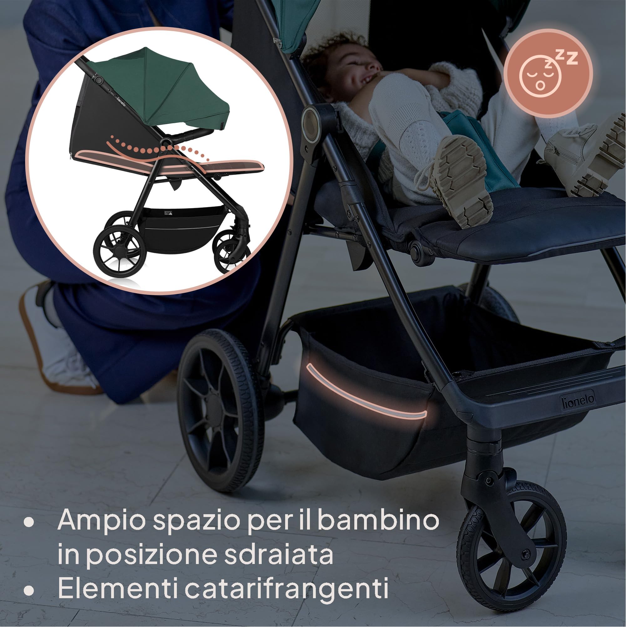 LIONELO Mira Passeggino Compatto e Leggero per Bambini fino a 22 kg