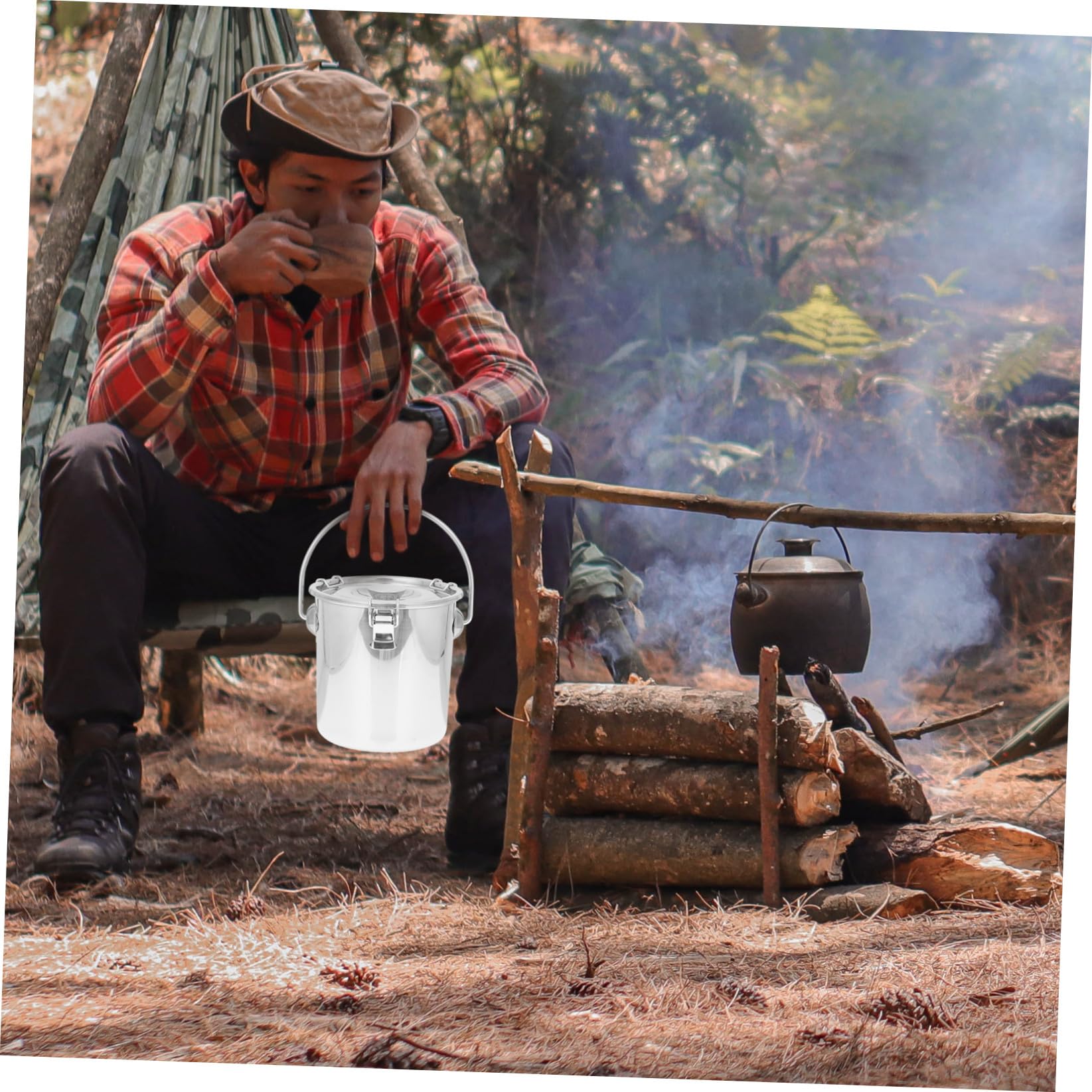Ciieeo Seau Hermétique En Acier Inoxydable 16x16 Cm Seau Cuisine Et Extincteur Pour Maison Et Camping Résistant Et Étanche Ménager Multifonction