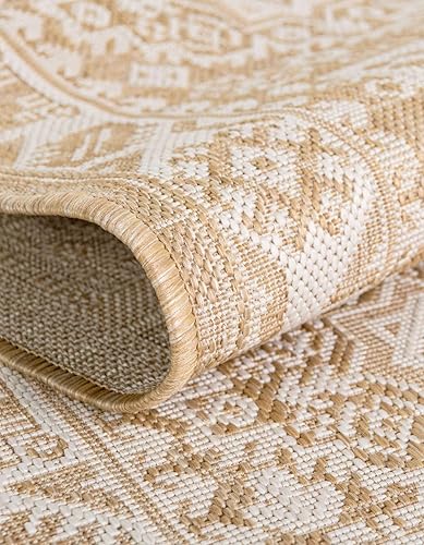 Miniatura 6 de Unique Loom Outdoor Aztec Collection Alfombra de área - Chalca (4 pies 1 pulgada x 6 pies 1 pulgada, rectangular, naturalmarfil)