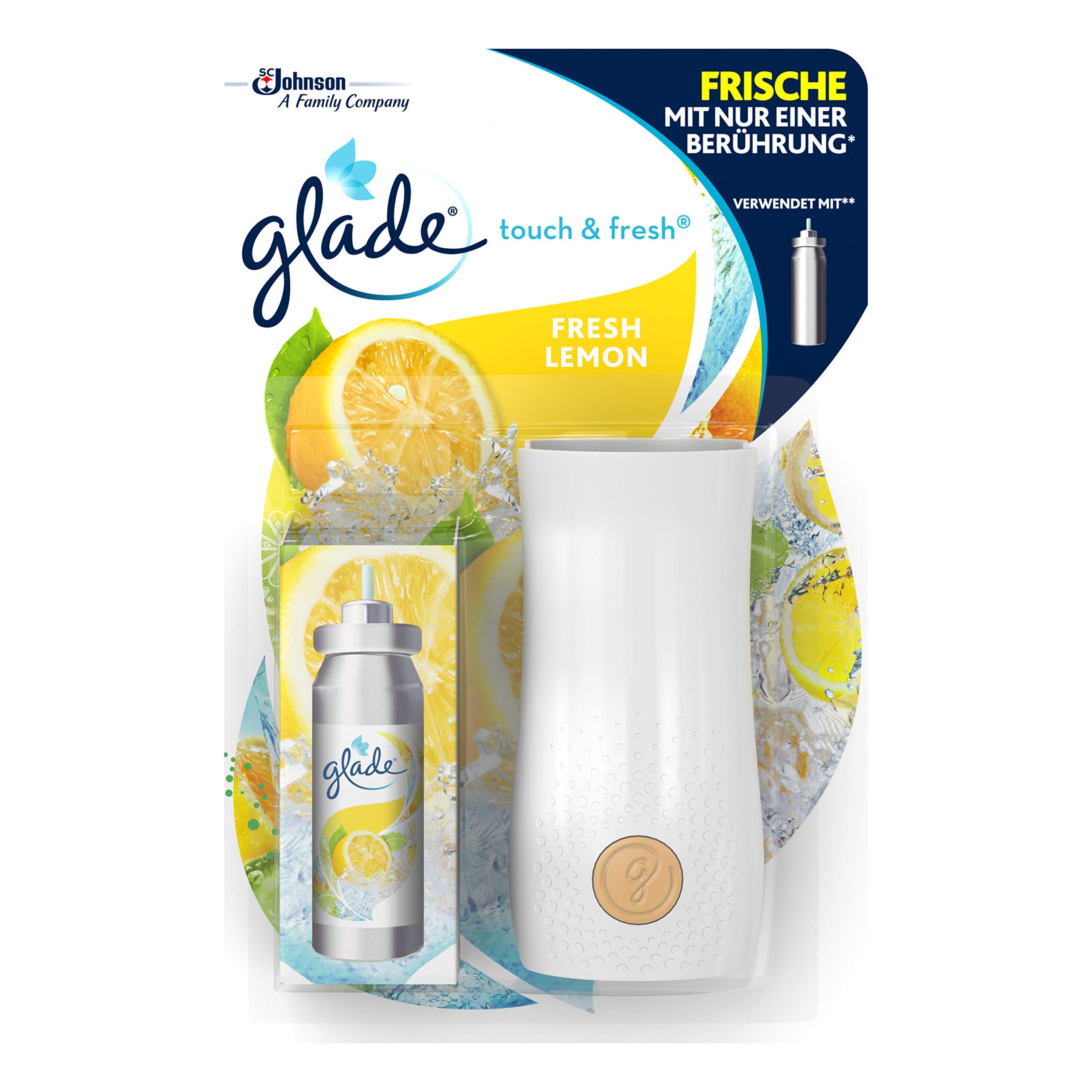 Touch & Fresh (Brise One Touch) Mini Spray Room Fragrance Holder Including 1 Refill, Fresh Lemon (Limone) 10 ml