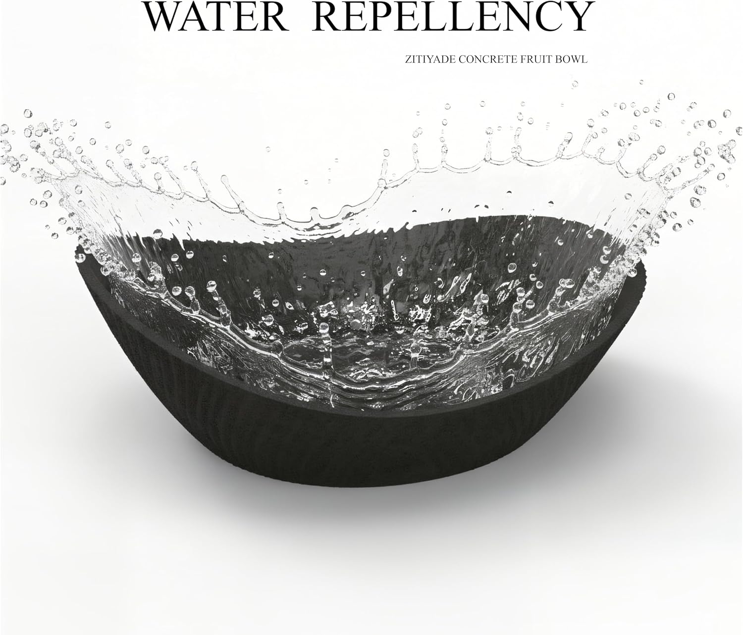 Concrete Fruit Bowl, Large Modern Meteorite Pattern Decorative Bowl for Kitchen Counter, Dining Table & Home Decor,Sturdy Centerpiece for Fruit, Keys, Candy, Unique Handmade Design (Black, 10.6")