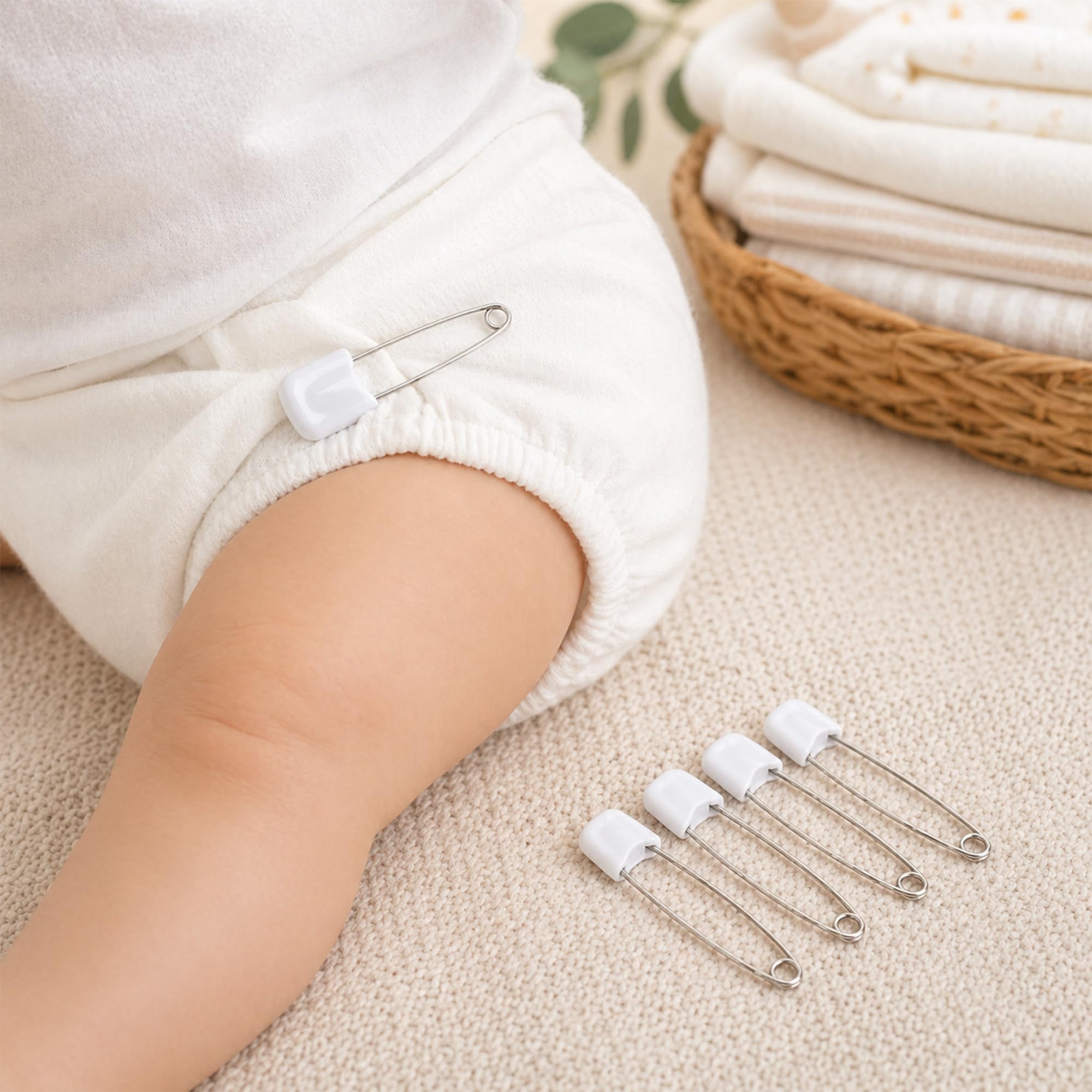 Lot de 24 épingles à nourrice en plastique pour couches de bébé, 5,6 cm, attaches de tête durables avec fermetures à verrouillage de sécurité, idéales pour les couches en éponge, les couches plates et