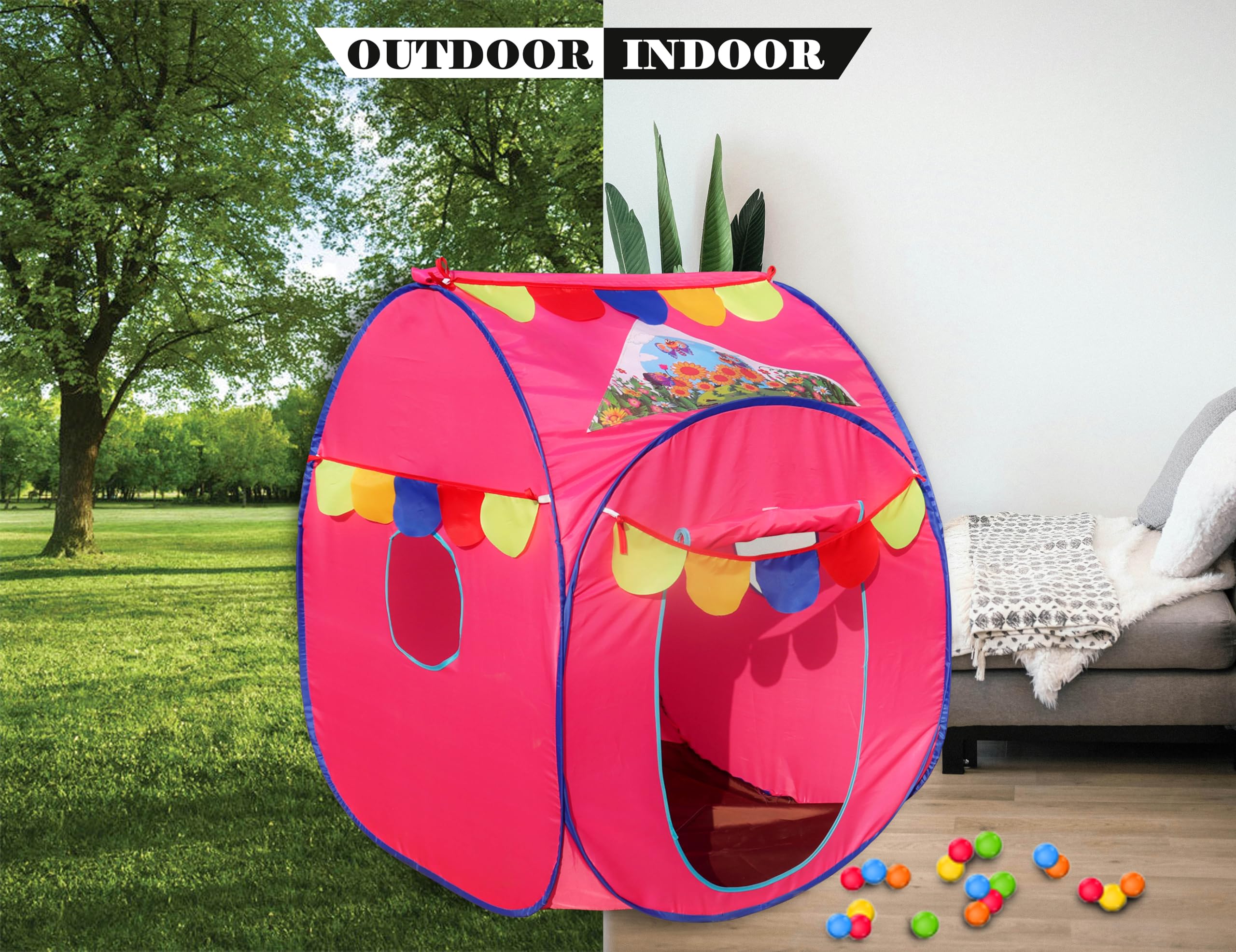 Homecute Pop Up Foldable Hut Type Kids Toys Baby Tent House, Tent House for Girls & Boys, Play Tent House Suitable for 1 Year to 6 Years(Small Size Pink) 4